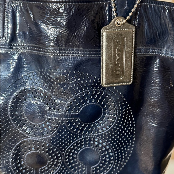 Coach Glossy Navy Tote Bag - Picture 7 of 13